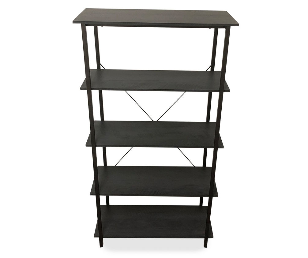 Rustic Black Wash 5 Shelf Bookcase