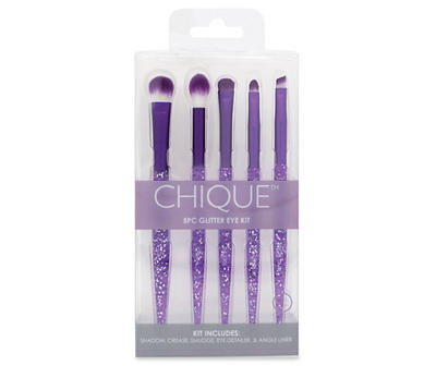 Purple Chique 5-Piece Glitter Eye Brush Kit