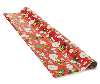 Peanuts Charlie Brown, Snoopy & Tree Gridline Wrapping Paper, (40