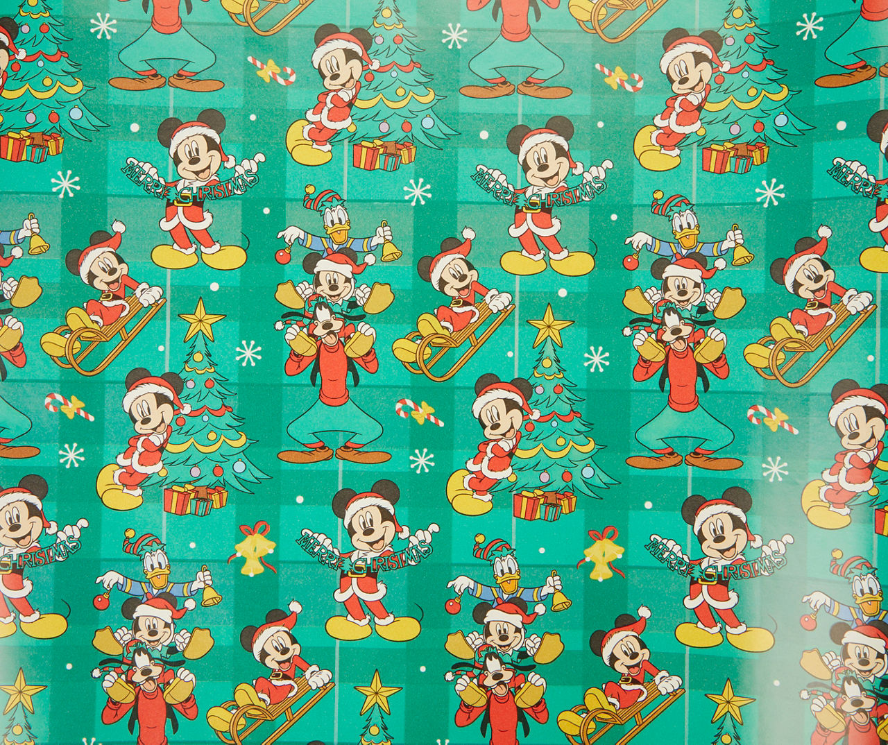 American Greetings Disney Characters Holiday Gridline Wrapping Paper, (40  x 60)