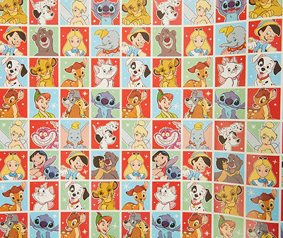 American Greetings Disney Characters Holiday Gridline Wrapping