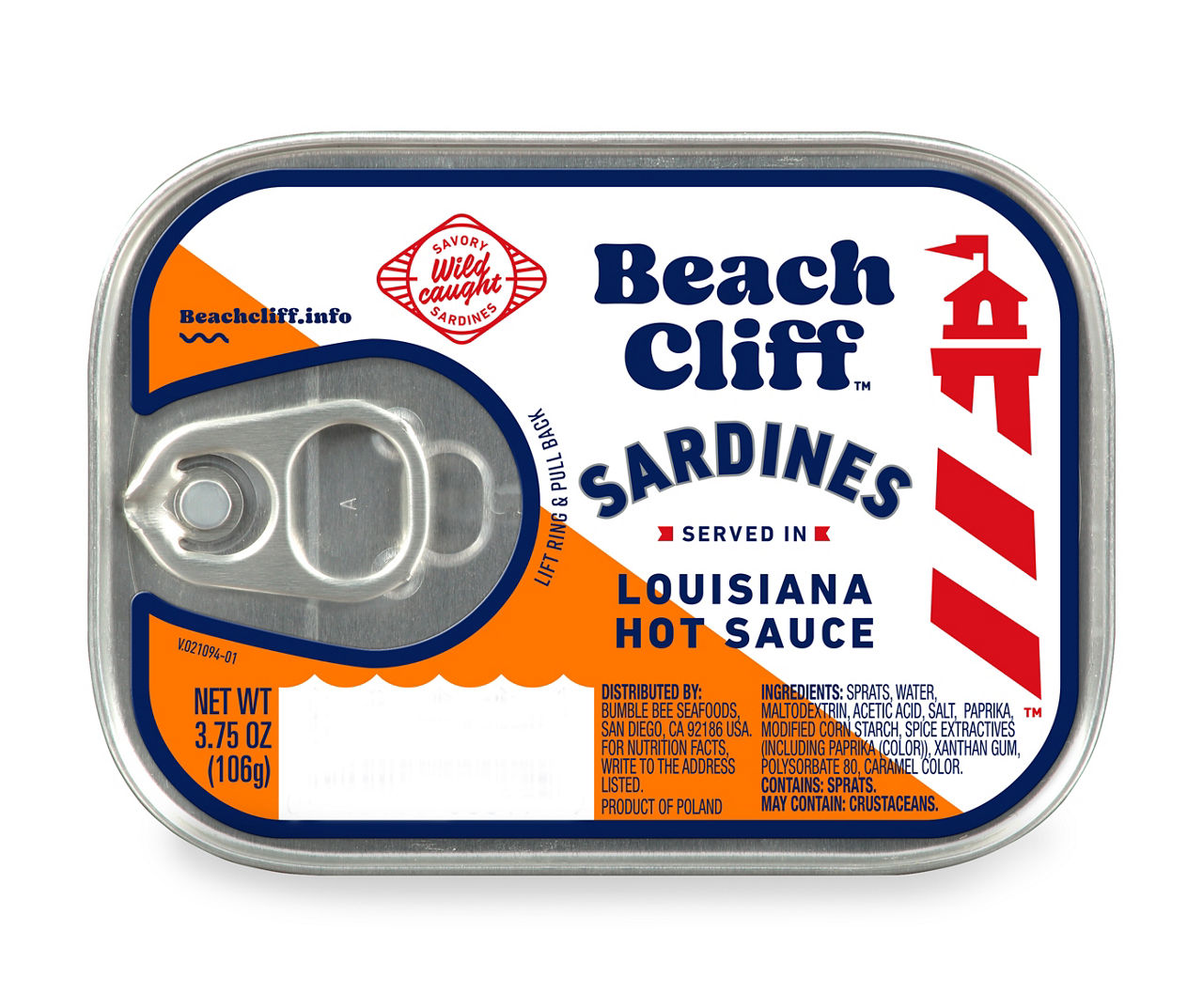Beach Cliff Sardines in Louisiana Hot Sauce 3.75 oz. Can Big Lots