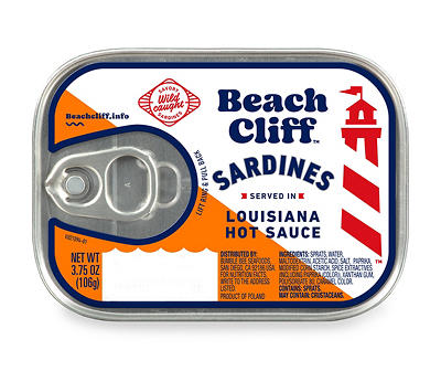 Beach Cliff Sardines in Louisiana Hot Sauce 3.75 oz. Can