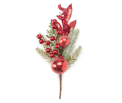 Red Ornament, Berry & Pine Pick