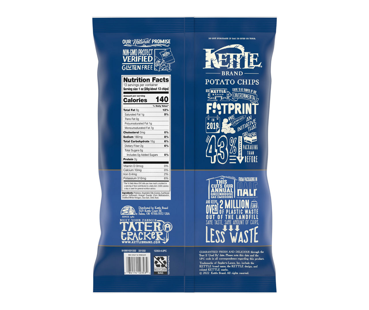 Kettle Brand Potato Chips, Sea Salt, Sharing Size - 13 oz