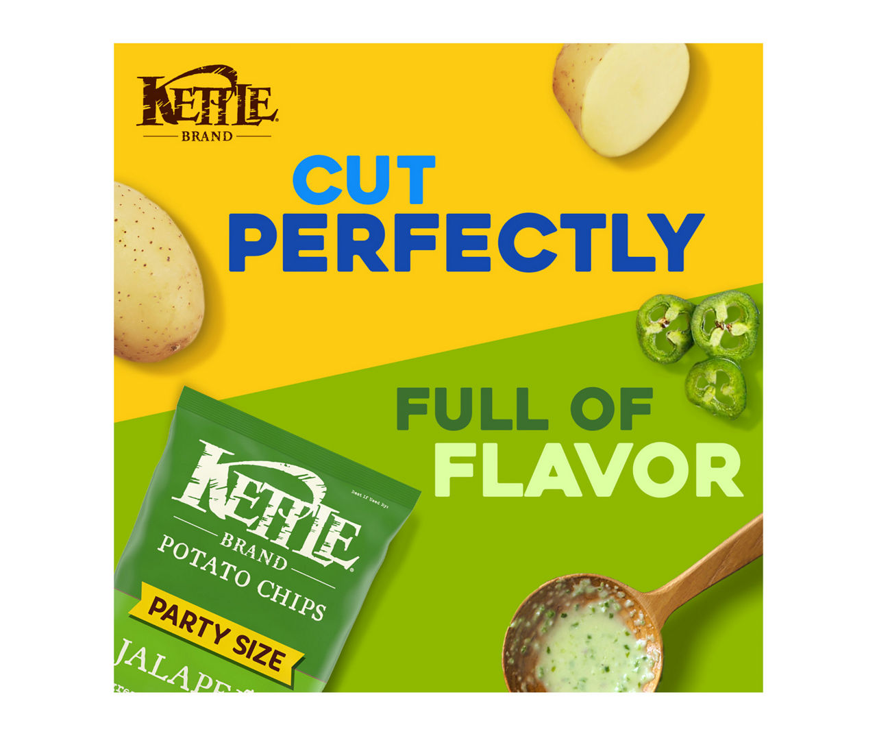 Kettle Brand Potato Chips, Jalapeno Kettle Chips, Party Size, 13 Oz