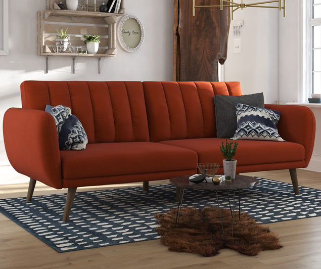 Orange deals futon couch