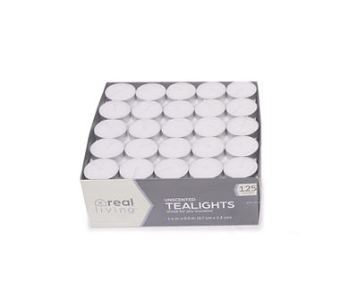 White Unscented Tealights, 125-Pack