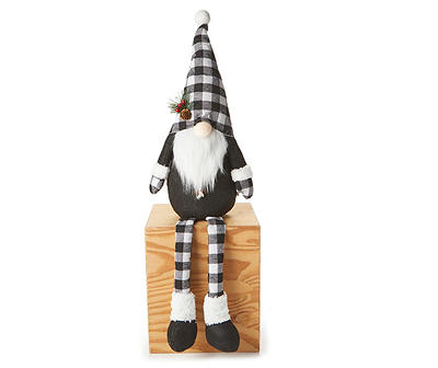 Black & White Buffalo Plaid Gnome Shelf Sitter