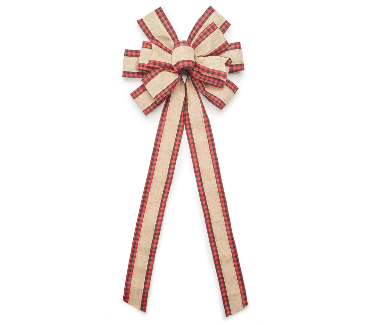 Winter Wonder Lane Burlap & Buffalo Plaid Bow Tree Topper Big Lots