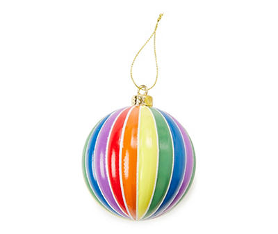 Rainbow Stripe Ball 4-Piece Ornament Set