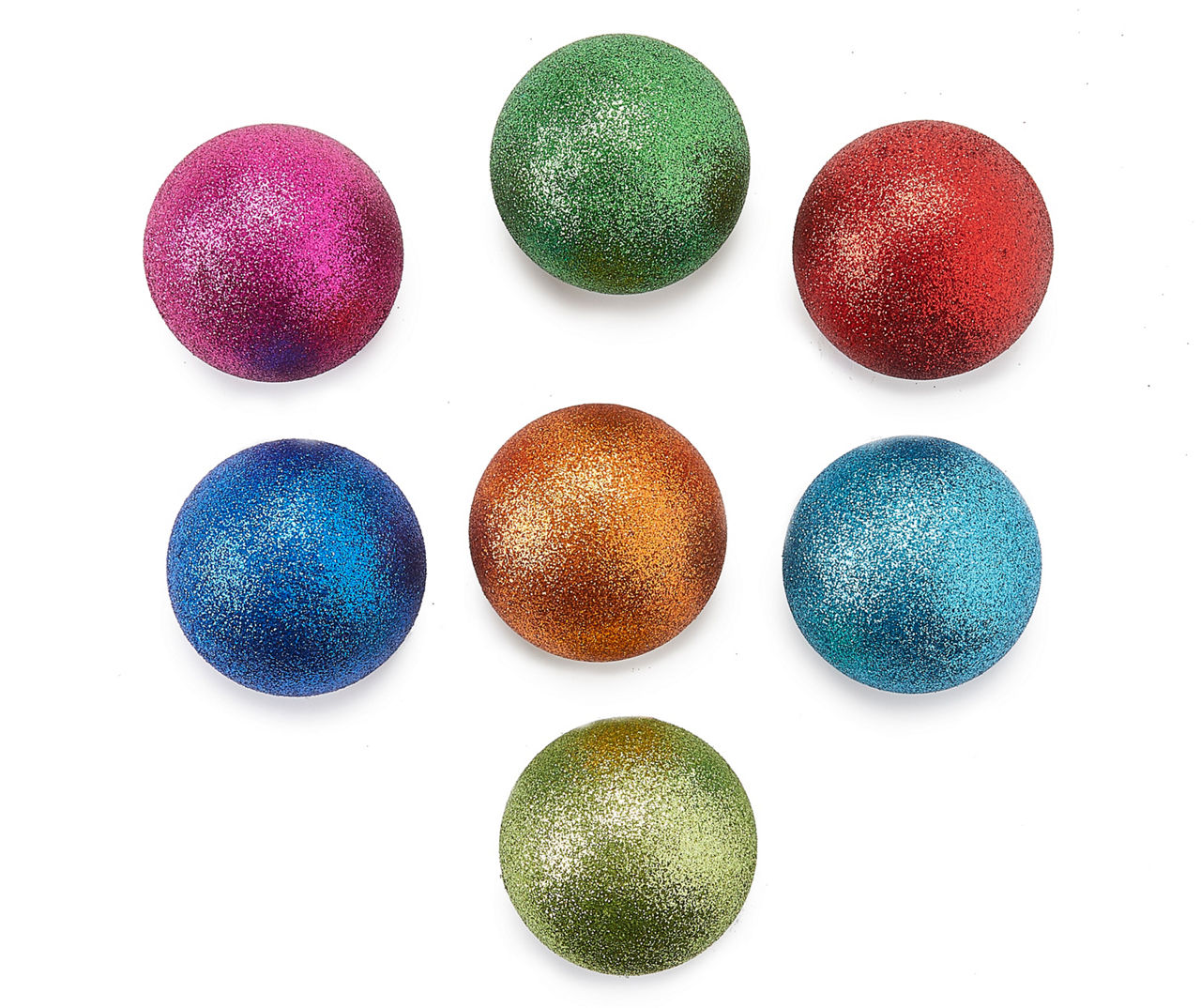 Plastic Every Day is Christmas Ornaments 48ct 40mm Glitter Rainbow