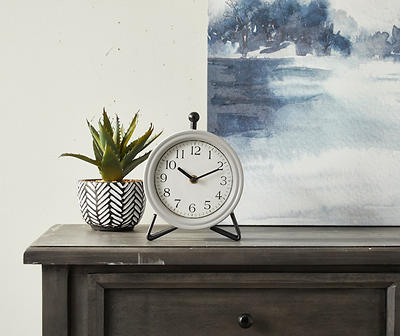 Gray & Black Round Tabletop Clock