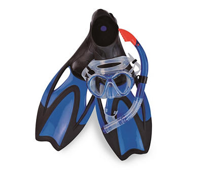 Blue & Black Medium 4-Piece Snorkeling Set