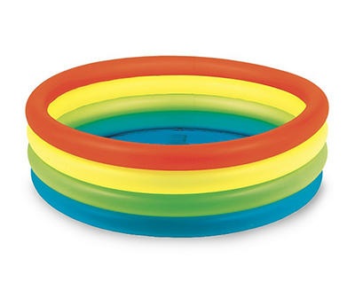 59" x 16" Kids Rainbow 4-Ring Inflatable Pool