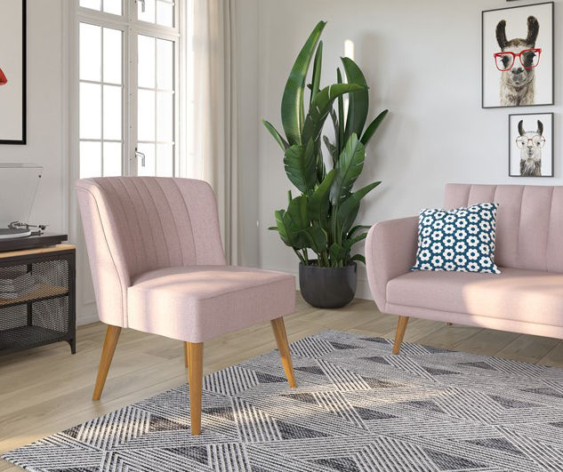 Grey and deals pink accent chair