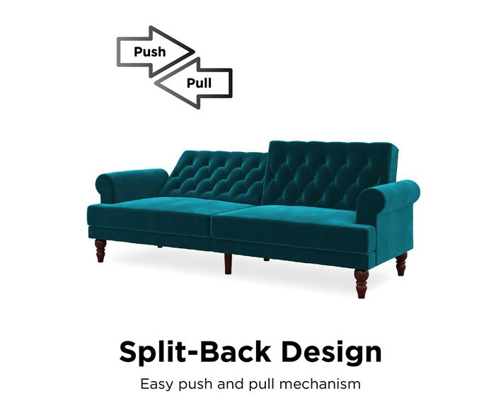Cassidy Green Velvet Convertible Sleeper Futon