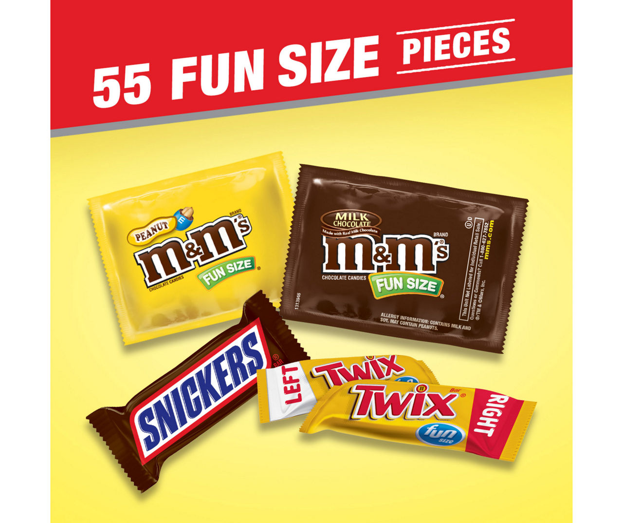 M&M'S Original Peanut Butter & Caramel Fun Size Chocolate Candy Bars  Variety Pack - 55 Count