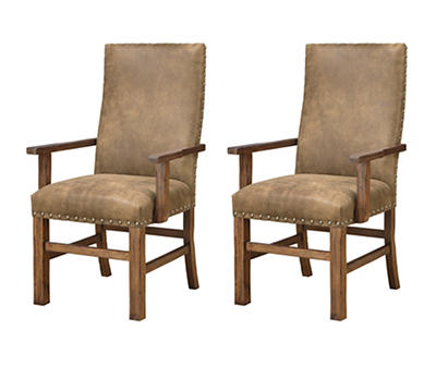 Rustic Pine & Dixie Almond Upholstered Dining Chairs, 2-Pack