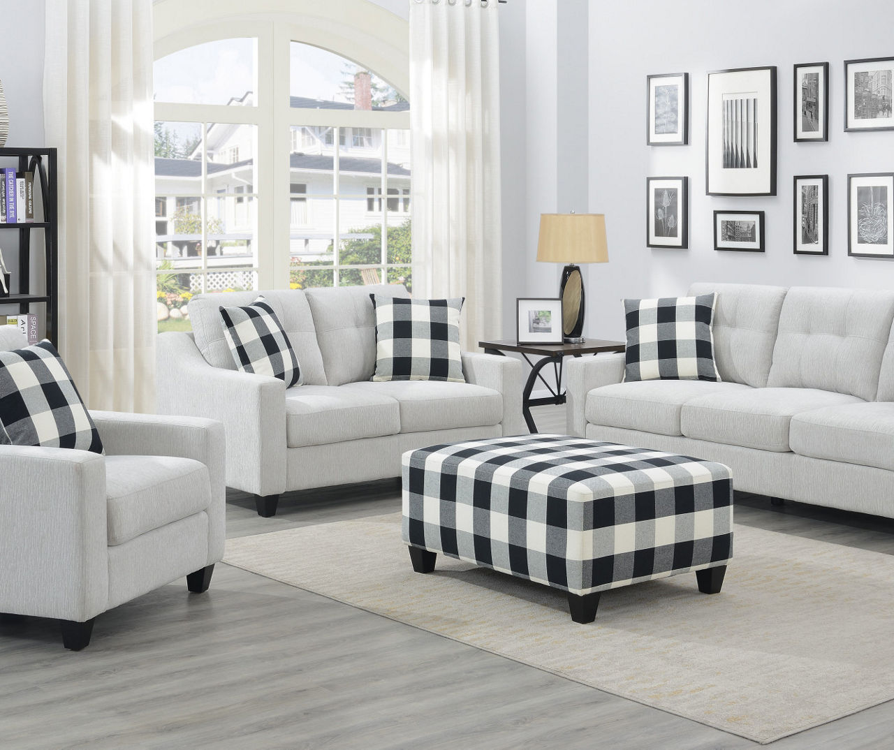 Buffalo plaid discount chair and ottoman