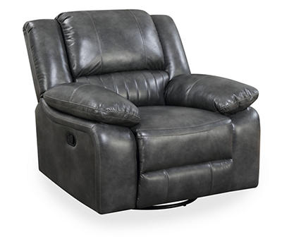 Paulson Gray Faux Leather Swivel Gliding Recliner