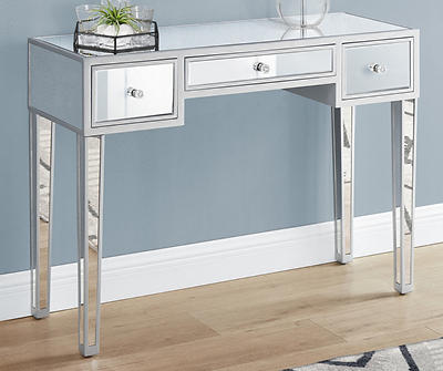 Mirror & Silver 3-Drawer Console Table