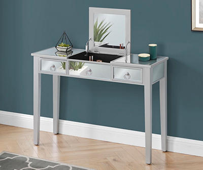 Mirror & Silver 2-Drawer Vanity Table