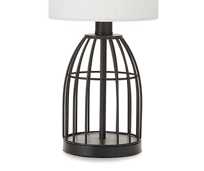 Black Wire Cage Table Lamp With Bulb