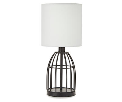 Black Wire Cage Table Lamp With Bulb