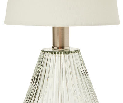Clear & White Textured Glass Table Lamp