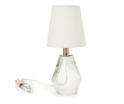 Clear & White Textured Glass Table Lamp