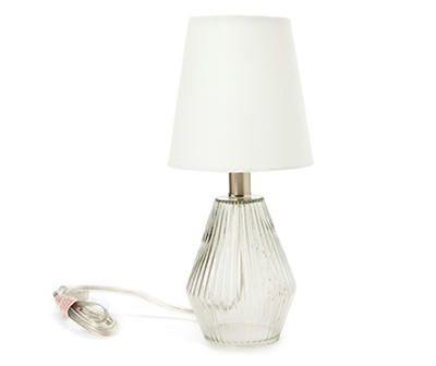 Clear & White Textured Glass Table Lamp With Bulb