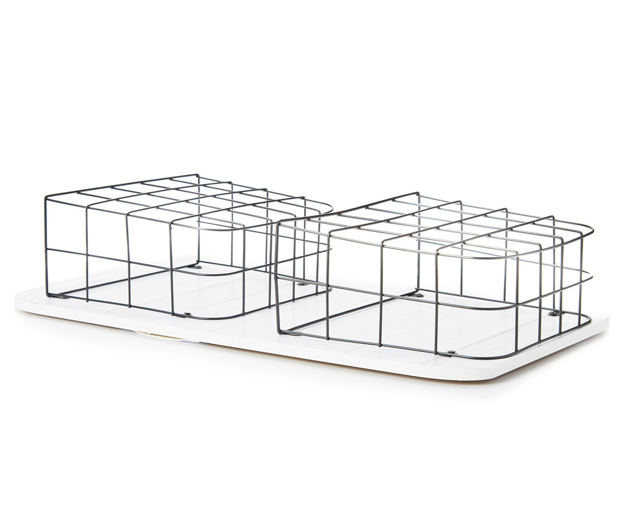 White Wire Double-Bin Mail Wall Organizer