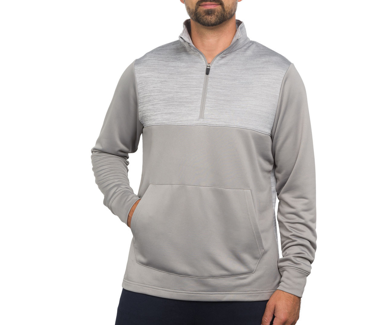 Men's Size L Griffin Gray 1/4-Zip Jersey Pullover