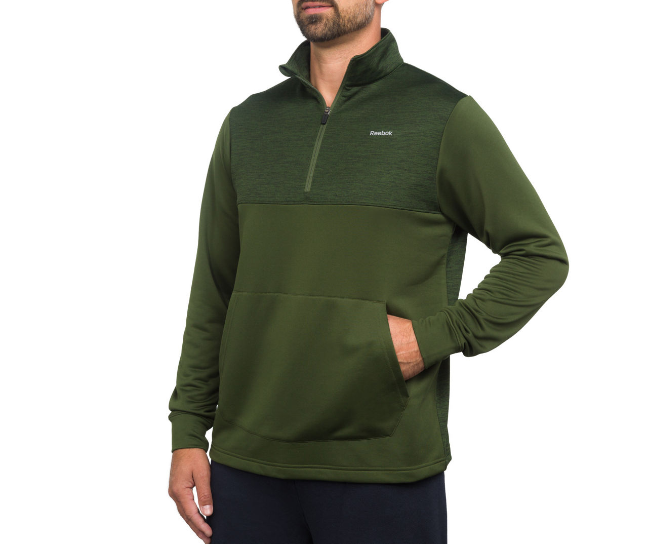 Men's Size M Duffle Green 1/4-Zip Jersey Pullover