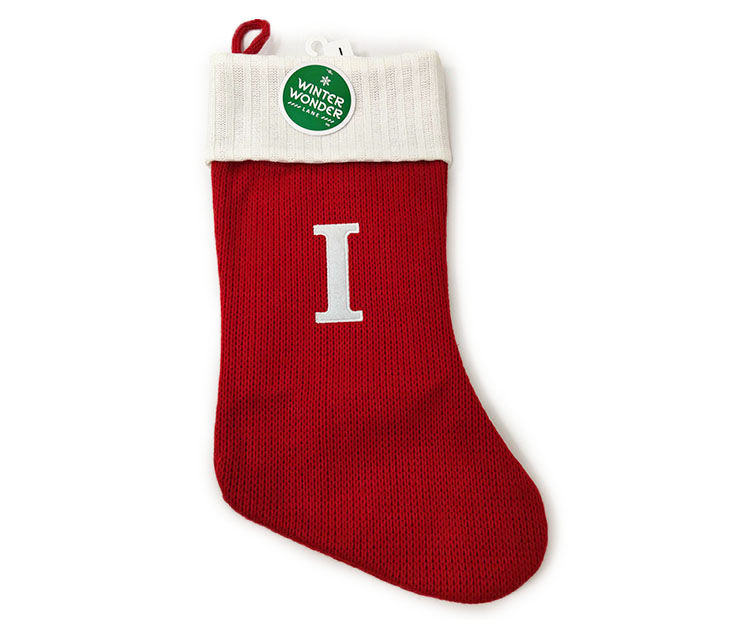 Winter Wonder Lane Winter Wonder Lane Monogram Red Knit Stocking with