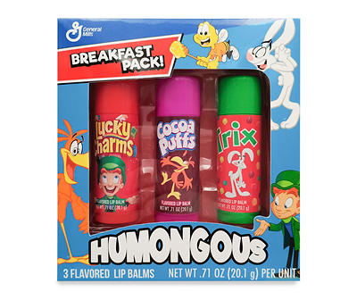 Humongous Lucky Charms, Coco Puffs & Trix Lip Balms, 3-Pack