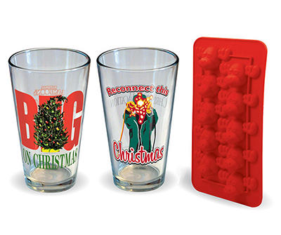 National Lampoon's Christmas Vacation 3-Piece Pint Glass & Ice Cube Tray Set