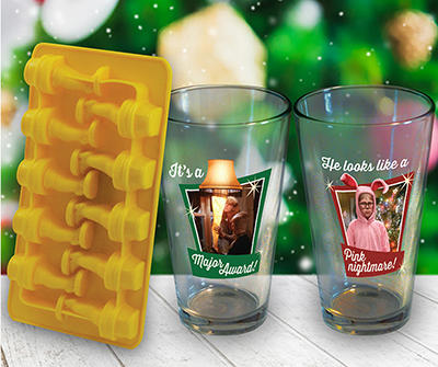 A Christmas Story 3-Piece Pint Glass & Ice Tray Set