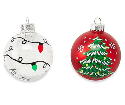 Merry & Bright Light Bulb & Tree 8-Piece Glass Ornament Set