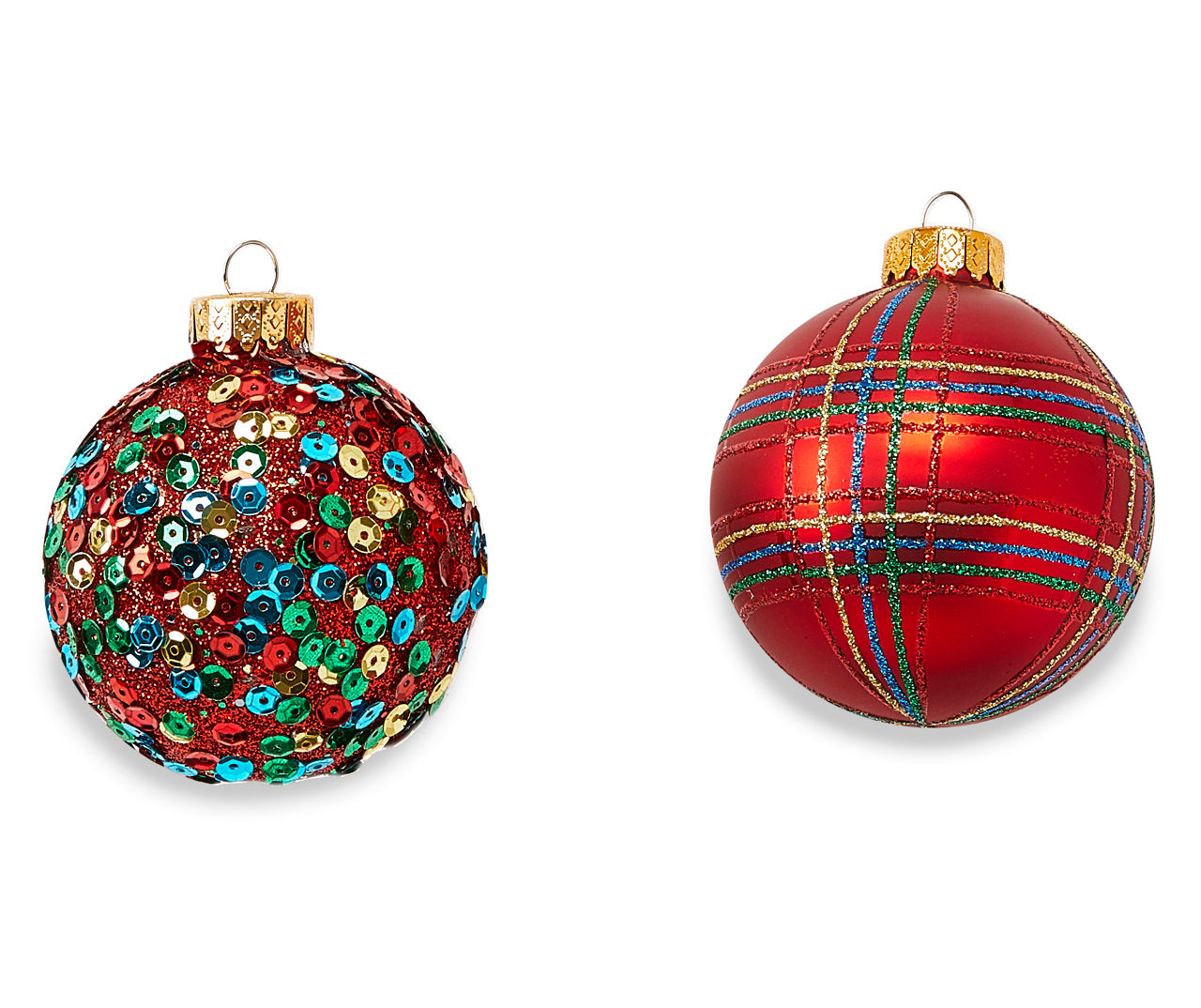 Winter Wonder Lane Traditions Plaid & Sequins 8-Piece Glass Ornament ...