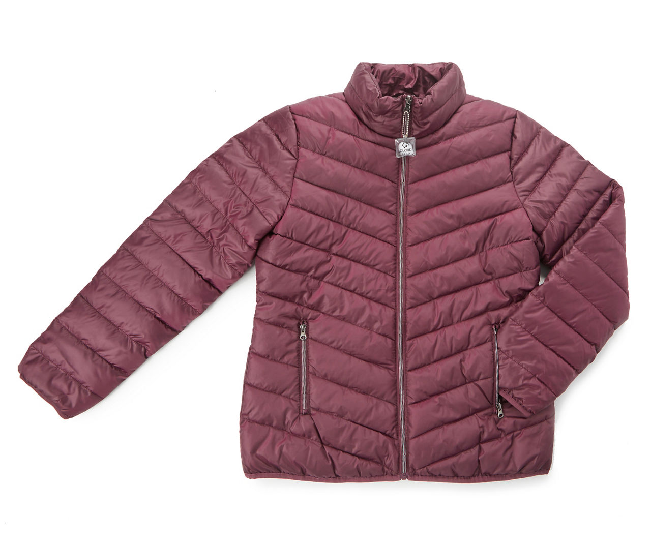 Women's Size L Fig Contrast-Zip Quilted Puffer Jacket