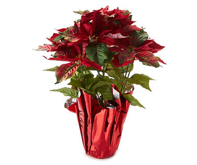 18" Poinsettia in Red Foil Pot