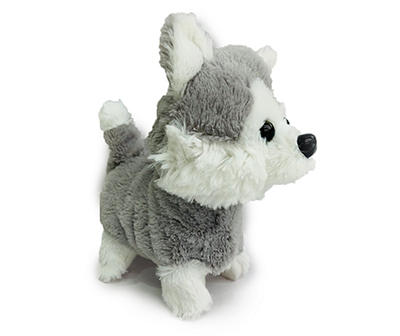 Gray & White Walking Puppy Plush Toy