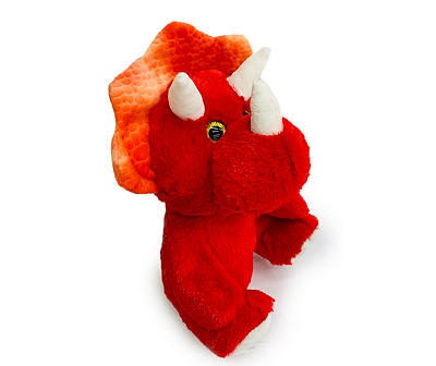 Red Triceratops Dino Talking Back Plush Toy