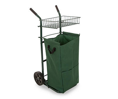 Green 2-Wheel Leaf Cart With Detachable Polyester Bag