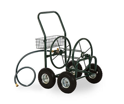 250' Black 4-Wheel Steel Hose Reel Cart