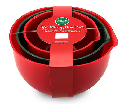 Red & Green 3-Piece Mixing Bowl Set