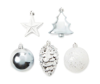 Blue, Silver & White 120-Piece Shatterproof Ornament Set