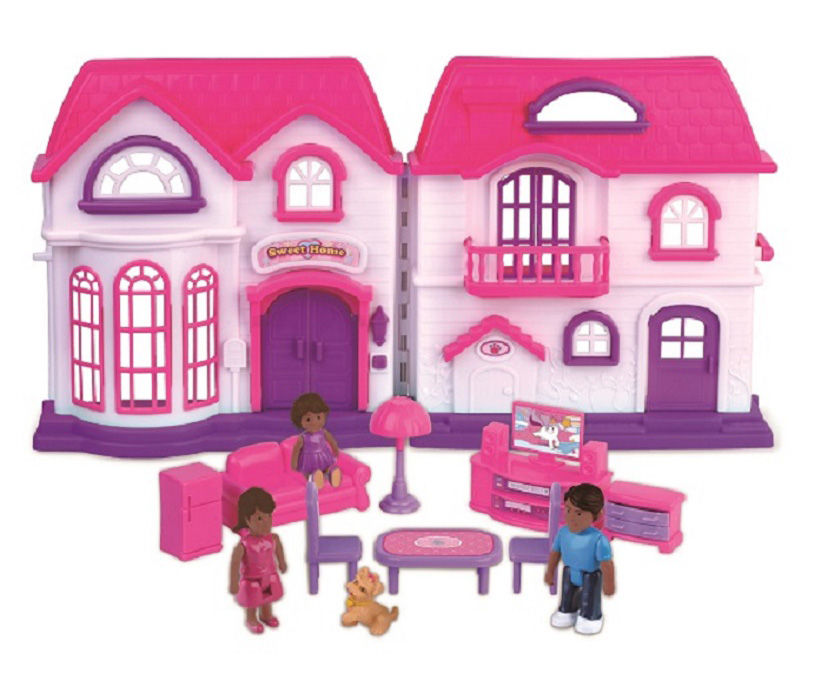 American Plastic Toys Inc Pink & Purple 3-Story Doll House Set